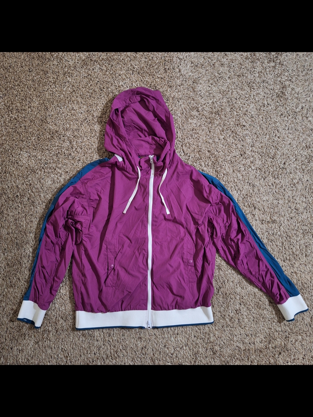 Free People Boysenberry Purple Colorblock Hooded Windbreaker Jacket Medium